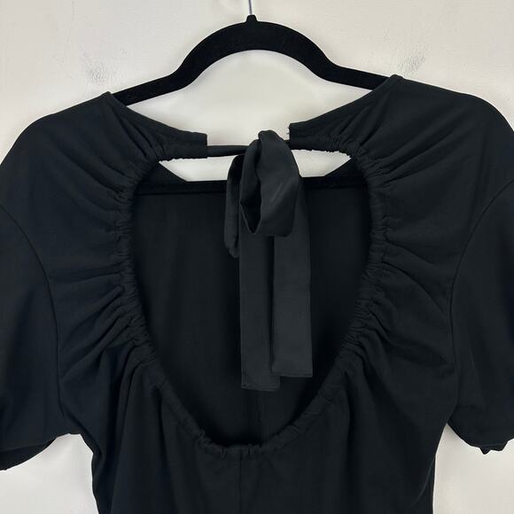 J.Crew Open Back Puff Sleeve Top Stretch Cotton Satin Bow Preppy XS NWT - Picture 10 of 13